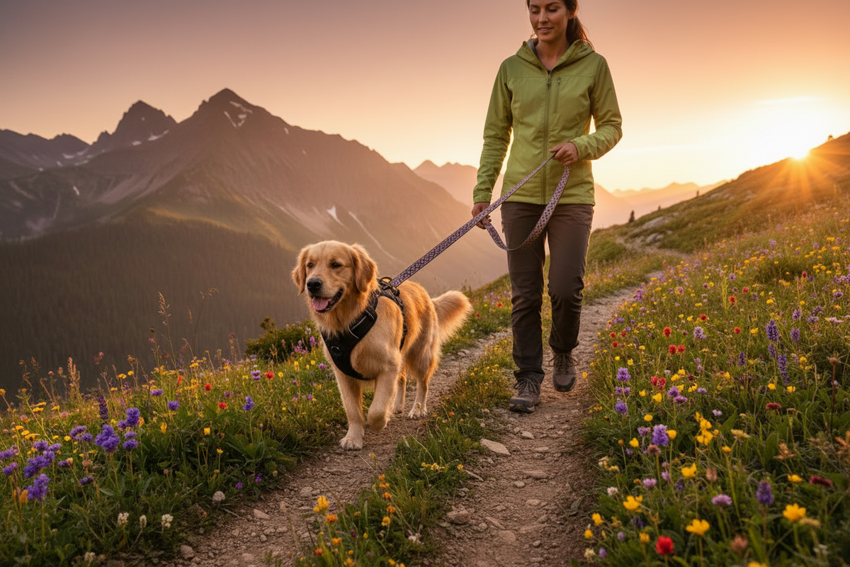 Wandelscène golden retriever harnas Canggu riem