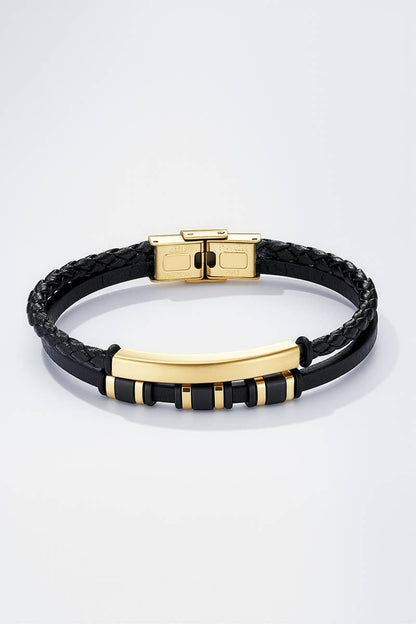 Leren en roestvrijstalen armband