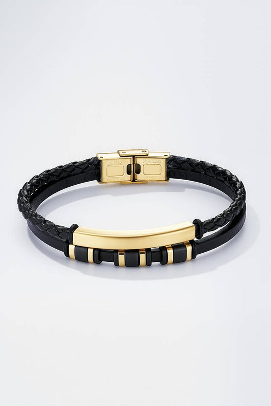 Leren en roestvrijstalen armband