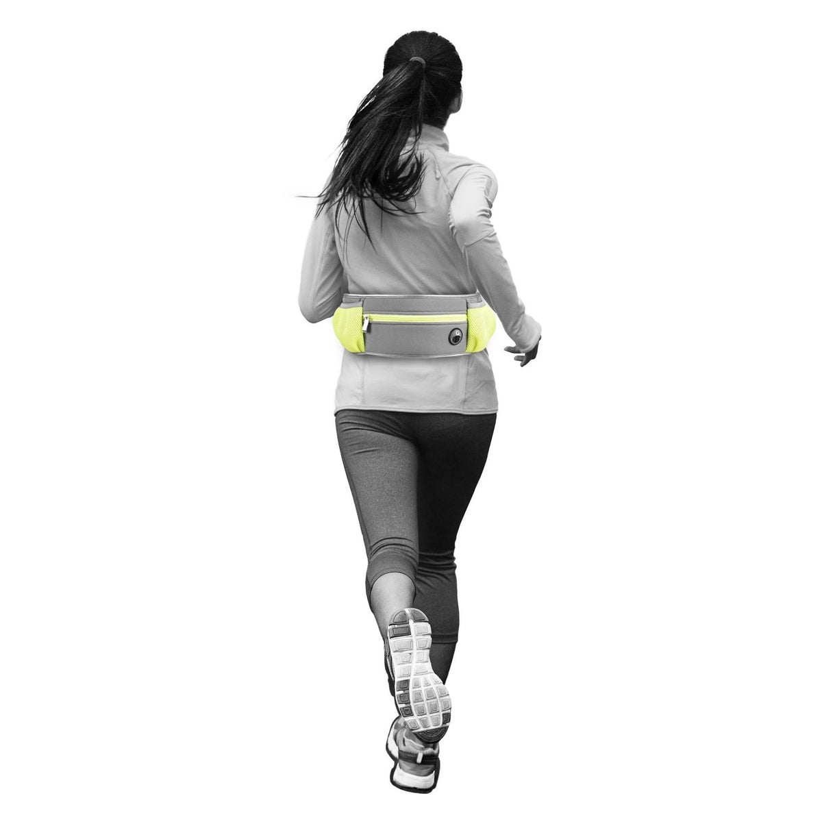 Jogginglijn met heupriem - fluogeel