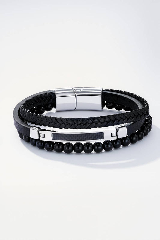 Leren en roestvrijstalen armband