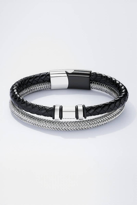 Leren en roestvrijstalen armband