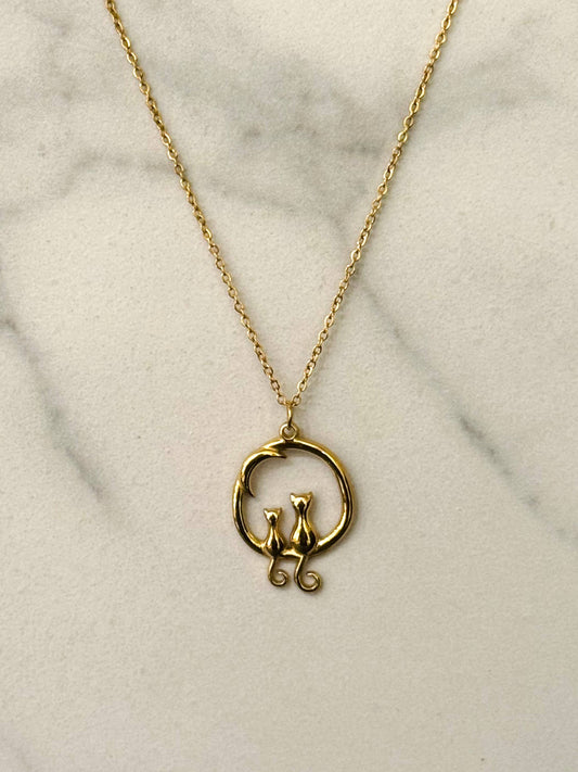 Katten Zittend Onder De Maan Ketting