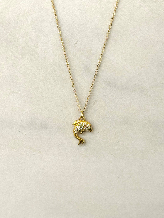 Mini Dolfijn Ketting met Zirkoniumstenen
