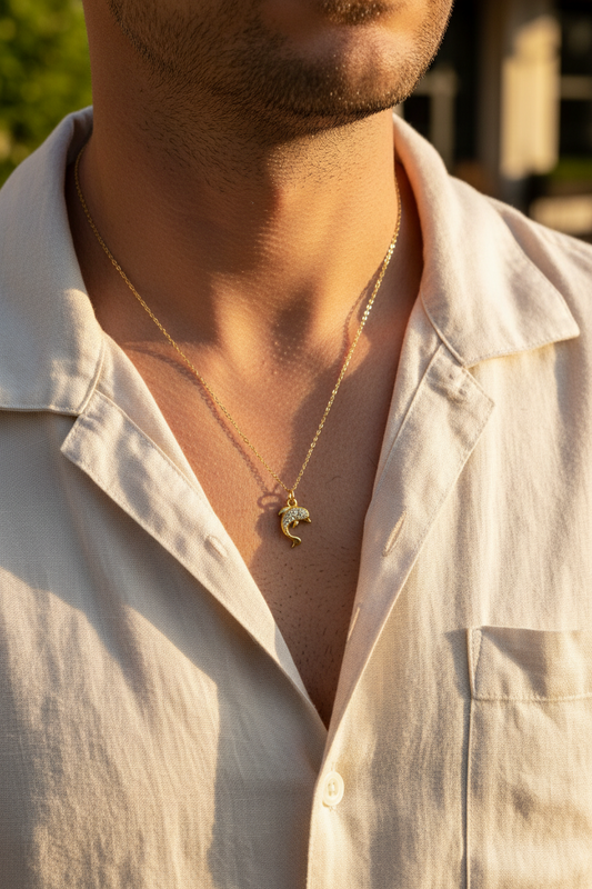 Mini Dolfijn Ketting met Zirkoniumstenen